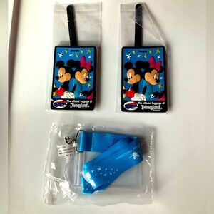 Disney Travel Company 2 Luggage tags and 1 blue lanyard with clear card holder